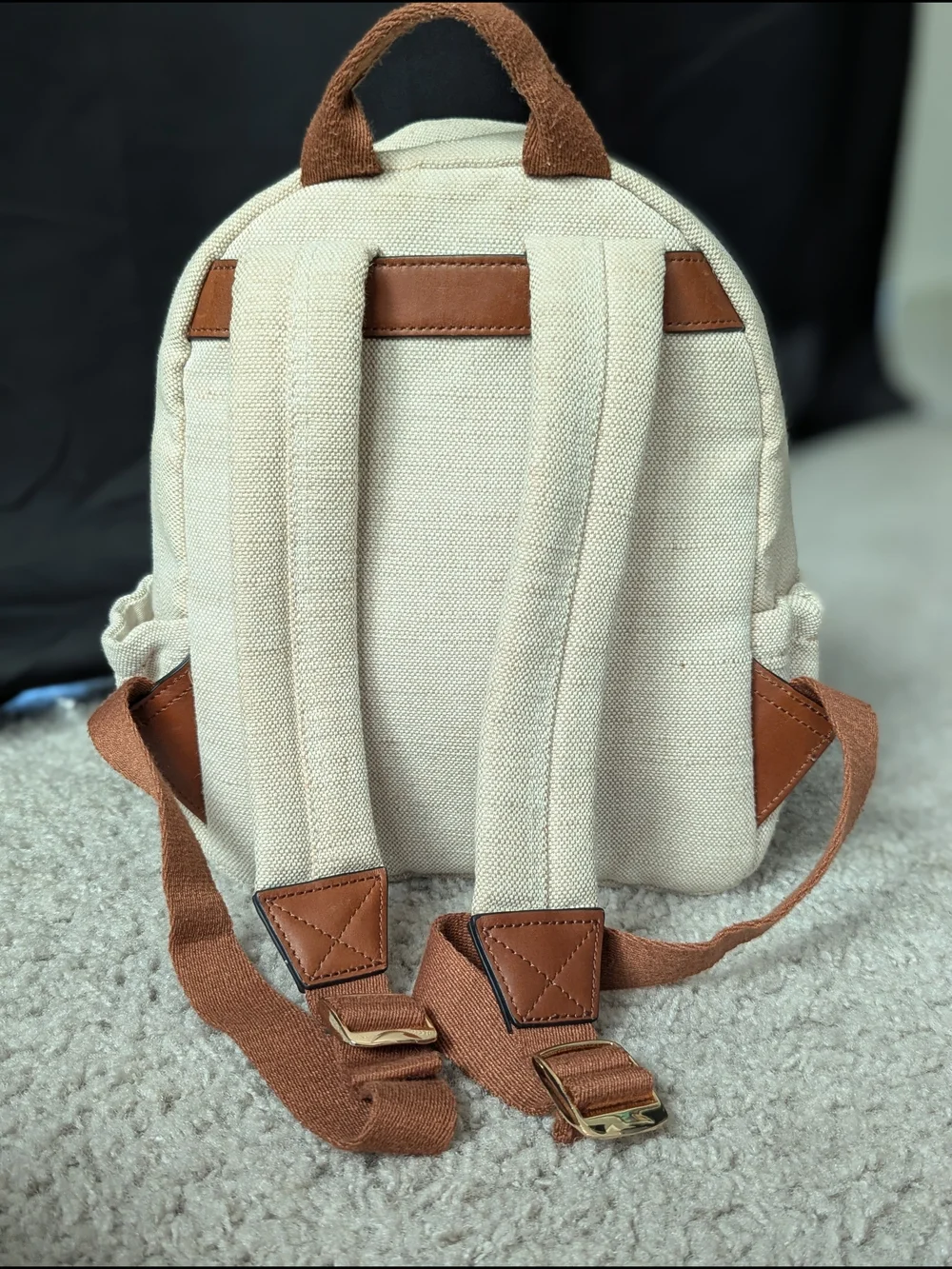 Chloé Kids Canvas & Brown Faux Leather Mini Backpack Cream/Tan